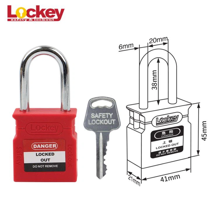 กุญแจปิดล็อกเพื่อความปลอดภัยสีแดง